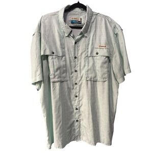 Magellan Outdoors Fish Gear Mens 2XL Green Gingham Plaid Short Sleeve Shirt